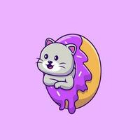 mignonne chat dans Donut dessin animé vecteur Icônes illustration. plat dessin animé concept. adapté pour tout Créatif projet