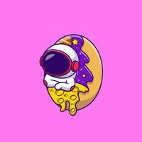 mignonne astronaute dans espace Donut dessin animé vecteur Icônes illustration. plat dessin animé concept. adapté pour tout Créatif projet.