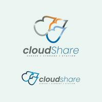 nuage partager et hébergement espace de rangement logo vecteur