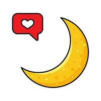 un image de une Jaune lune et une rouge l'amour message avec une cœur. vecteur illustration.