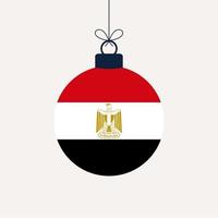 boule de noël avec le drapeau de l'egypte. illustration vectorielle de carte de voeux. joyeux noël, boule, à, drapeau, isolé, blanc, fond vecteur