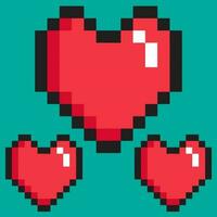 pixel art cœur l'amour Couleur icône Valentin. vecteur