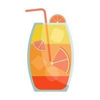 cocktail des lunettes vecteur illustration. rafraîchissant des cocktails avec la glace cubes et citrons. fête dans le club. menu conceptions. alcoolique boissons. été et plage.