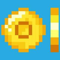 8 bits pixel graphique Icônes. isolé vecteur illustration. Jeu art. pièces de monnaie de or pour animation. pixel art.