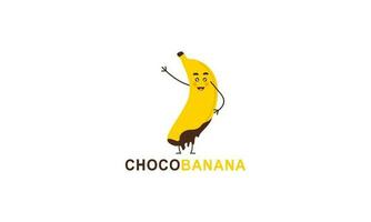 Chocolat banane logo illustration avec marrant personnage vecteur