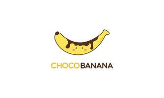 Chocolat banane logo illustration avec marrant personnage vecteur