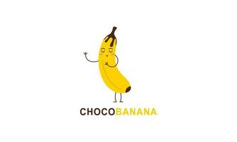 Chocolat banane logo illustration avec marrant personnage vecteur