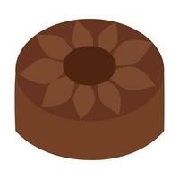 rond Chocolat décorer le visage avec une petit rose cœur avec mignonne fleurs. vecteur