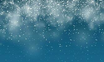 Noël neige. chute flocons de neige sur foncé bleu Contexte. chute de neige. vecteur illustration