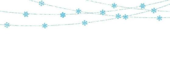 Noël ou Nouveau année bleu décoration sur blanc Contexte. pendaison briller flocon de neige. vecteur illustration