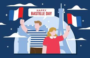 concept d & # 39; illustration joyeux jour bastille vecteur