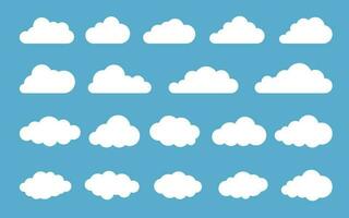 nuage. ensemble nuageux blanc abstrait isolé sur fond bleu. illustration vectorielle vecteur