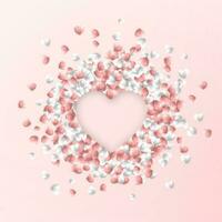 content valentines journée arrière-plan, rose et blanc cœurs sur rose Contexte. vecteur illustration