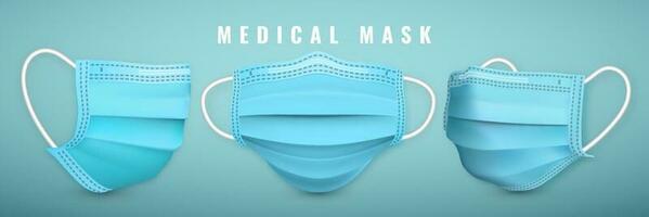 réaliste médical visage masque. détails 3d médical masque. vecteur illustration