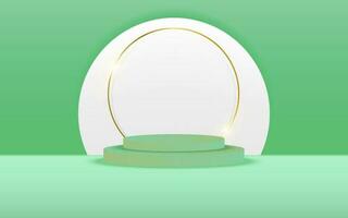 vecteur 3d abstrait vert podium afficher sur blanc cercle dans Jaune Contexte