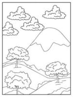 conception nature paysage contour coloriage vecteur