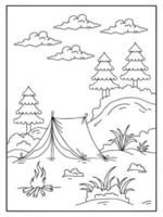 conception nature paysage contour coloriage vecteur