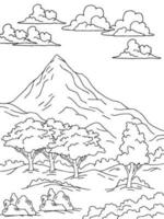 conception nature paysage contour coloriage vecteur