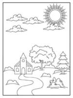 conception nature paysage contour coloriage vecteur