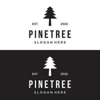 pin arbre, à feuilles persistantes et Montagne ancien logo design.logo pour aventurier, camping, nature, badge et entreprise. vecteur