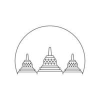 ligne icône Trois stupa avec cercle ligne isolé sur blanc Contexte. vecteur