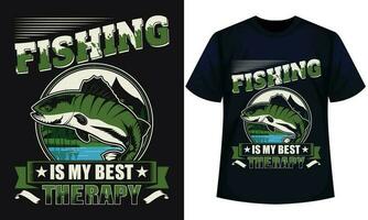 pêche est mon meilleur thérapie. pêche T-shirt conception vecteur