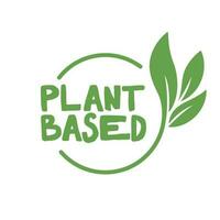 plante basé logo. circulaire forme base avec plante feuille. végétalien et végétarien amical badge. vecteur