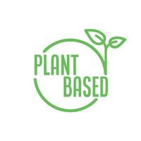 plante basé logo. circulaire forme base avec plante feuille. végétalien et végétarien amical badge. vecteur