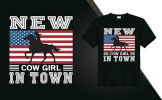 Nouveau cow-girl dans ville graphique t chemise conception vecteur