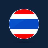 icône de bouton cercle drapeau national de la Thaïlande. drapeau simple, couleurs officielles et proportion correctement. illustration vectorielle plane. vecteur