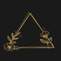 élégant Triangle Cadre avec or fleurs et feuilles pour mariage engagement ou salutation cartes vecteur