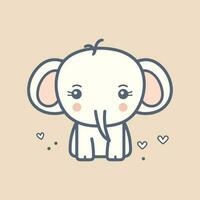 une mignonne et kawaii l'éléphant avec grand, rond yeux et une espiègle expression, parfait pour enfants' dessins et amusement projets vecteur