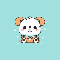 mignonne kawaii bouledogue dessin animé chienchien chiot illustration vecteur