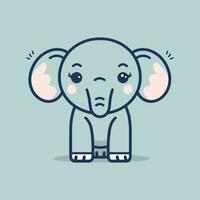 une mignonne et kawaii l'éléphant avec grand, rond yeux et une espiègle expression, parfait pour enfants' dessins et amusement projets vecteur