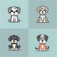 mignonne chien kawaii dessin animé chiot chibi illustration ensemble collection vecteur