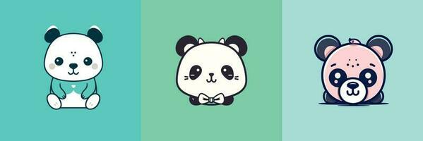 mignonne kawaii Panda dessin animé illustration vecteur