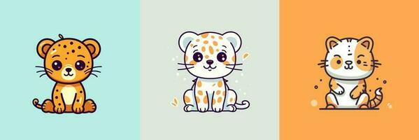 mignonne kawaii guépard dessin animé illustration vecteur