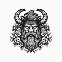 une féroce viking guerrier dessiné à la main logo conception, parfait pour une des sports équipe ou marque vouloir à transmettre force et résistance vecteur