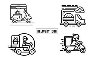 livraison icône contour vecteur ensemble, livraison logo collection, livraison un camion symble, livraison garçon vecteur