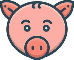Couleur icône pour porc vecteur