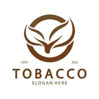 logo de feuille de tabac, champ de tabac et vecteur de conception de modèle de logo de cigarette de tabac