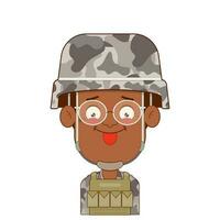 soldat espiègle visage dessin animé mignonne vecteur