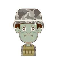 soldat pandémie visage dessin animé mignonne vecteur