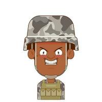 soldat en colère visage dessin animé mignonne vecteur