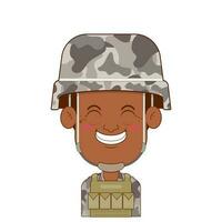 soldat sourire visage dessin animé mignonne vecteur