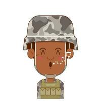soldat sifflement visage dessin animé mignonne vecteur