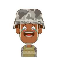 soldat en riant visage dessin animé mignonne vecteur