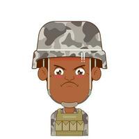 soldat en colère visage dessin animé mignonne vecteur