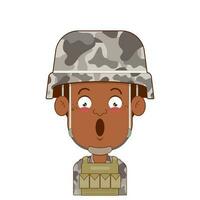 soldat surpris visage dessin animé mignonne vecteur