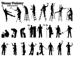 maison peintre silhouette vecteur illustration ensemble